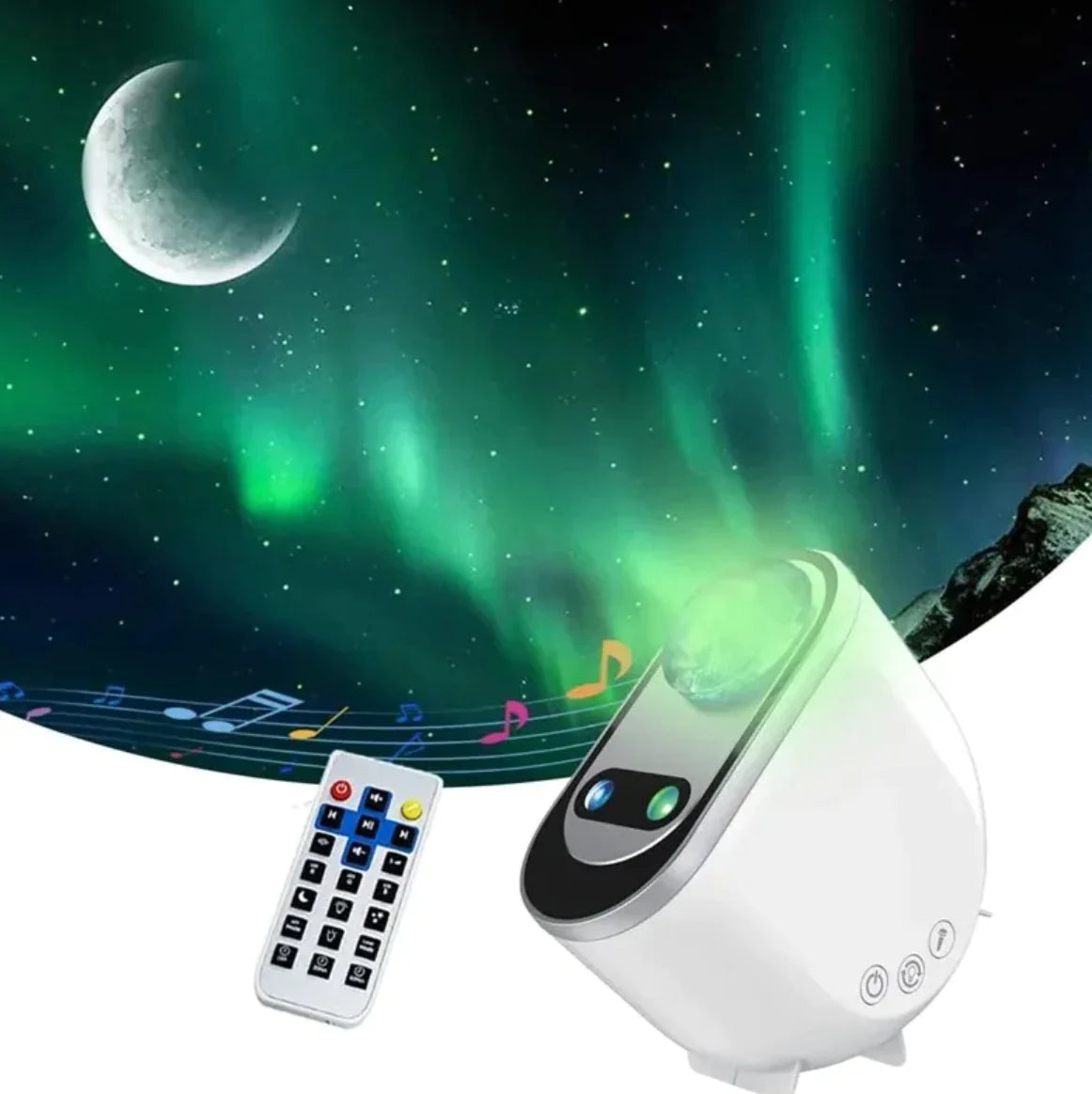 Northern lights aurora effect projected on wall