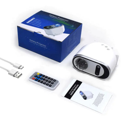 Aurora galaxy projector lighting up a bedroom ceiling